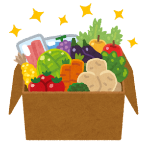 野菜や果物が入った箱