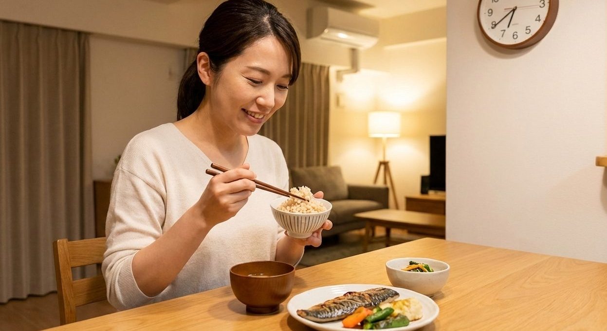 睡眠の質を保つ最適な炭水化物の量とタイミングで食事をとっている人