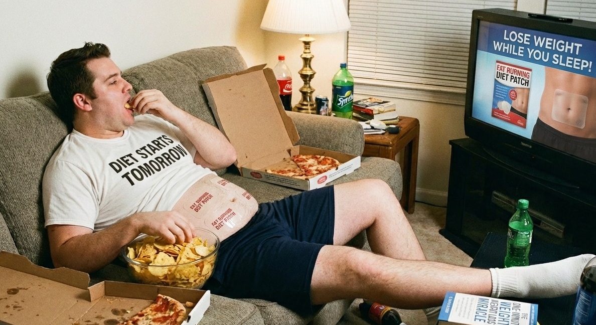 ダイエットパッチを使って楽して痩せようとしている人